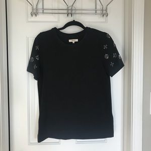 Madewell - Black Top with Embellished Sleeves (S)